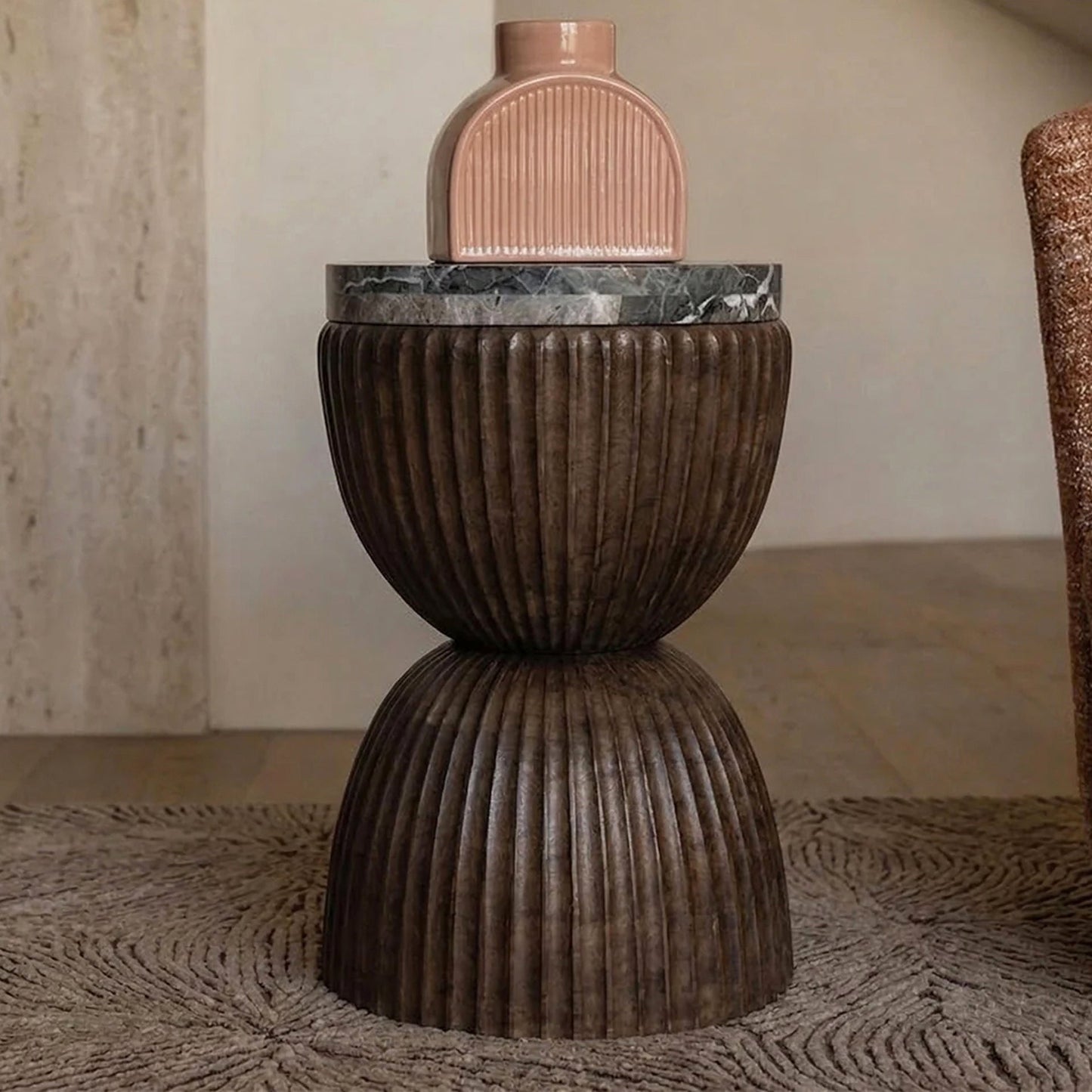 Marble Crown Hardwood Sidetable