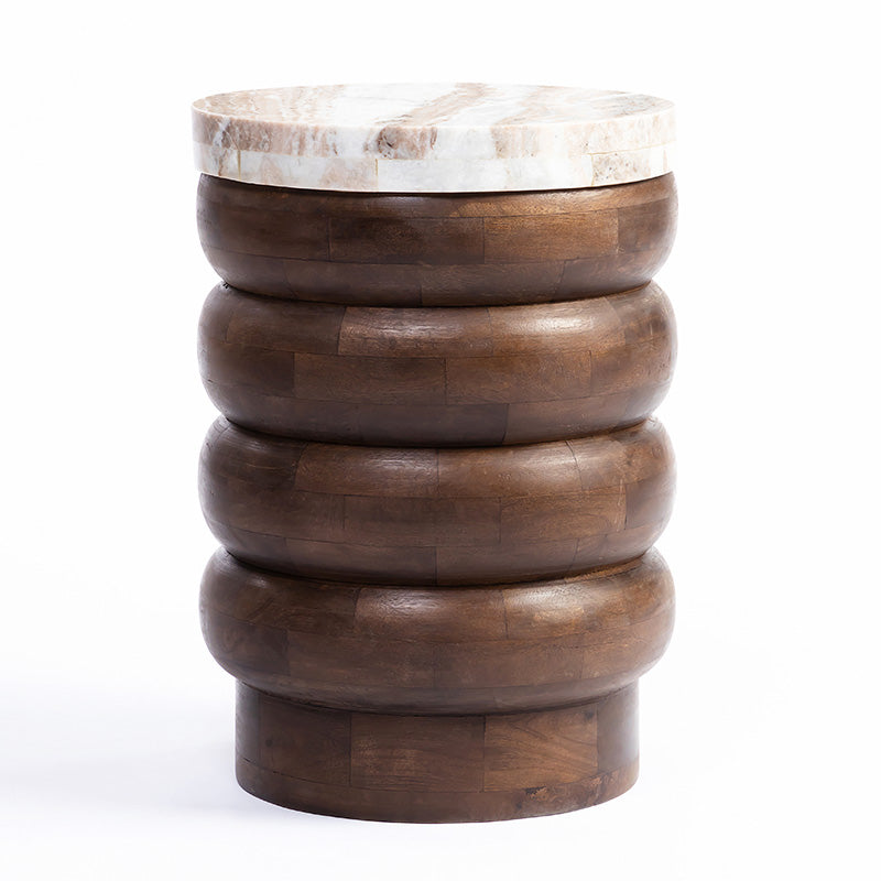 Marble Hardwood Stacking Table