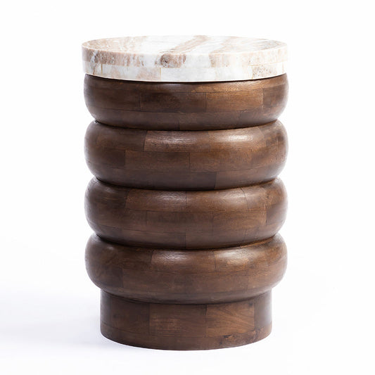 Marble Hardwood Stacking Table