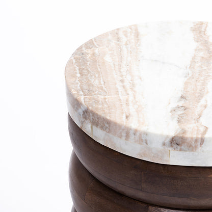 Marble Hardwood Stacking Table