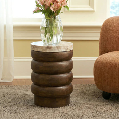 Marble Hardwood Stacking Table