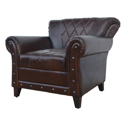 Criss Cross Chocolate Leather Arm Chair - decorstore