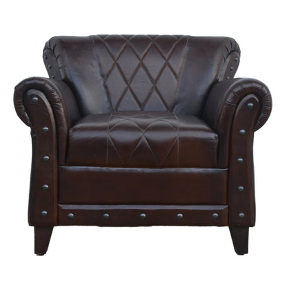 Criss Cross Chocolate Leather Arm Chair - decorstore