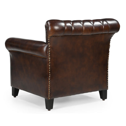 Criss Cross Chocolate Leather Arm Chair - decorstore