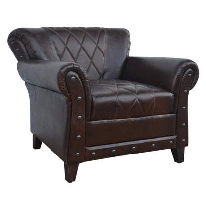 Criss Cross Chocolate Leather Arm Chair - decorstore