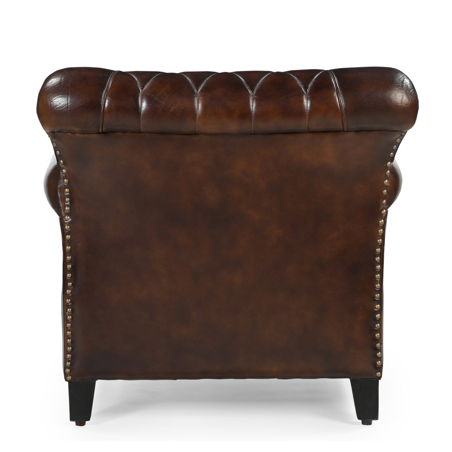 Criss Cross Chocolate Leather Arm Chair - decorstore