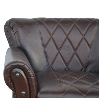 Criss Cross Chocolate Leather Arm Chair - decorstore