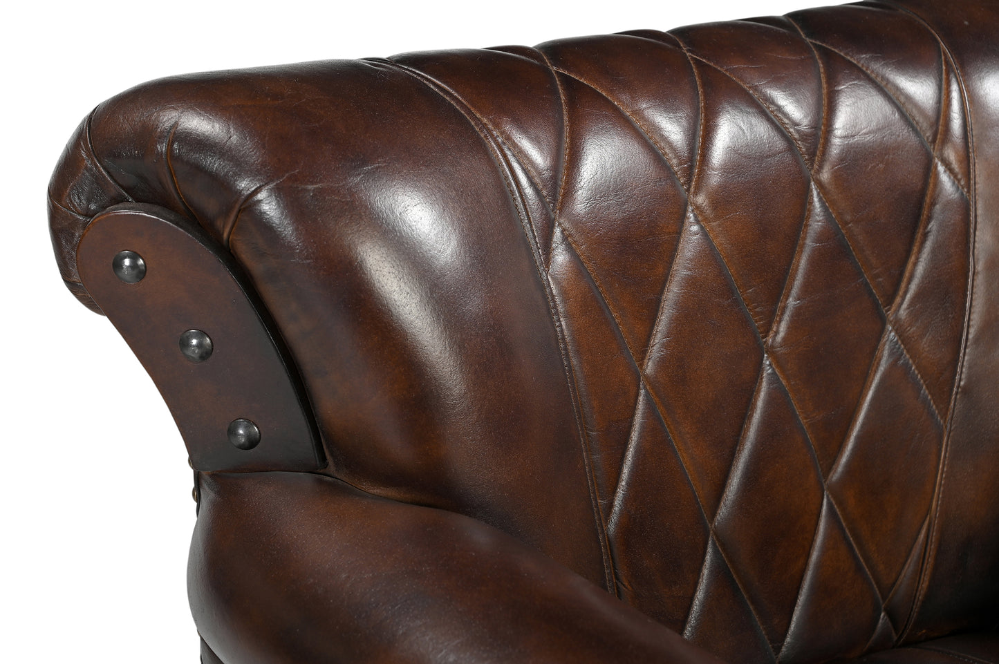 Criss Cross Chocolate Leather Arm Chair - decorstore