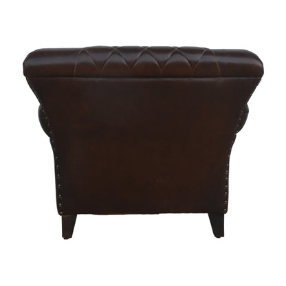 Criss Cross Chocolate Leather Arm Chair - decorstore