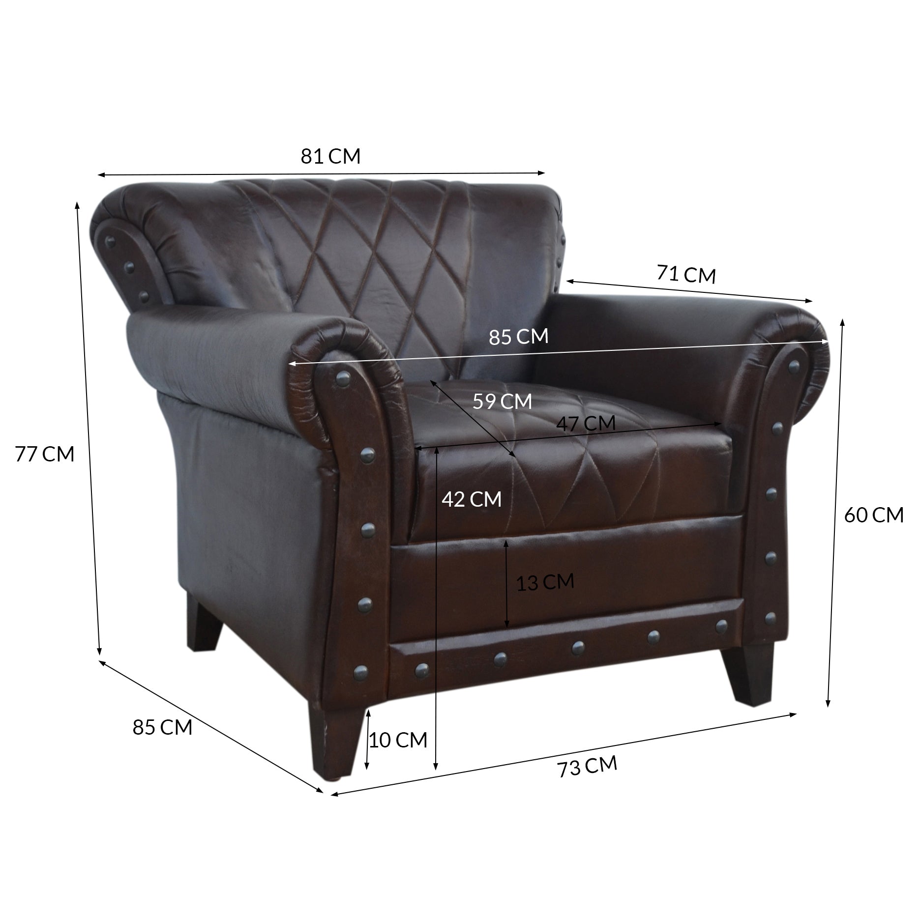 Criss Cross Chocolate Leather Arm Chair - decorstore