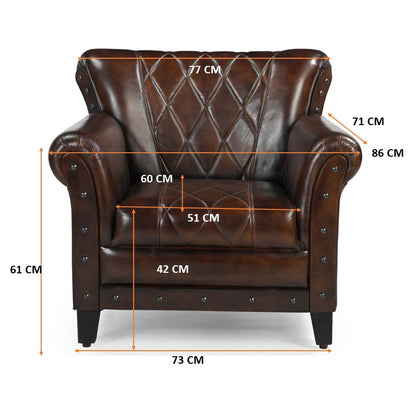 Criss Cross Chocolate Leather Arm Chair - decorstore