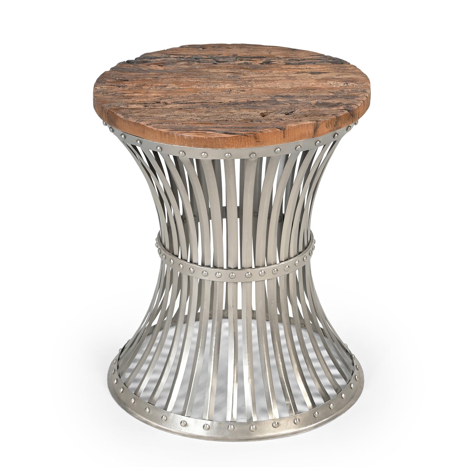 Hourglass Wood And Iron Side Table - decorstore