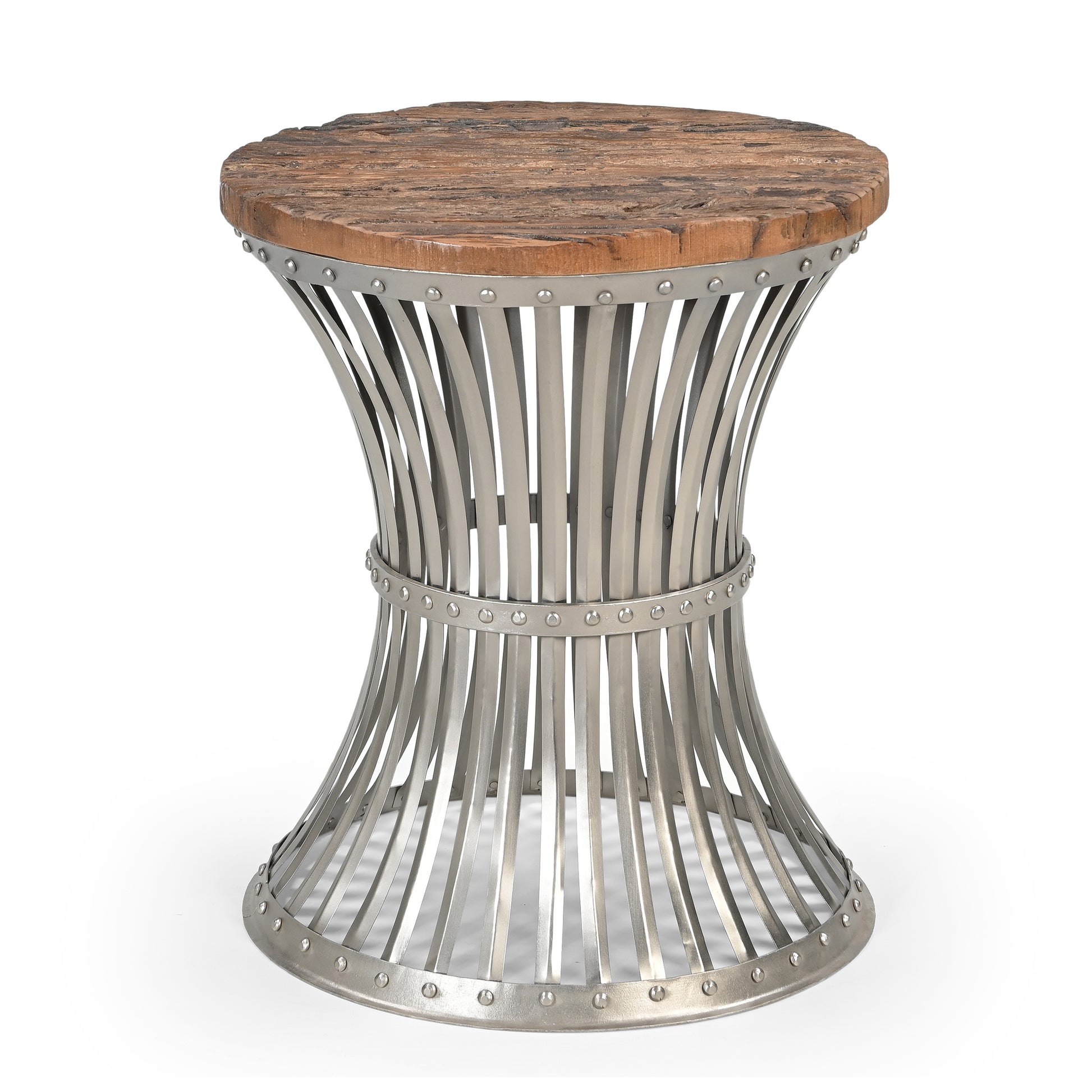 Hourglass Wood And Iron Side Table - decorstore