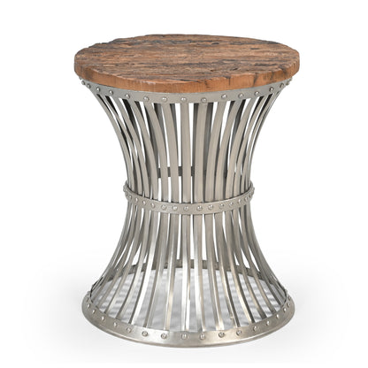 Hourglass Wood And Iron Side Table - decorstore