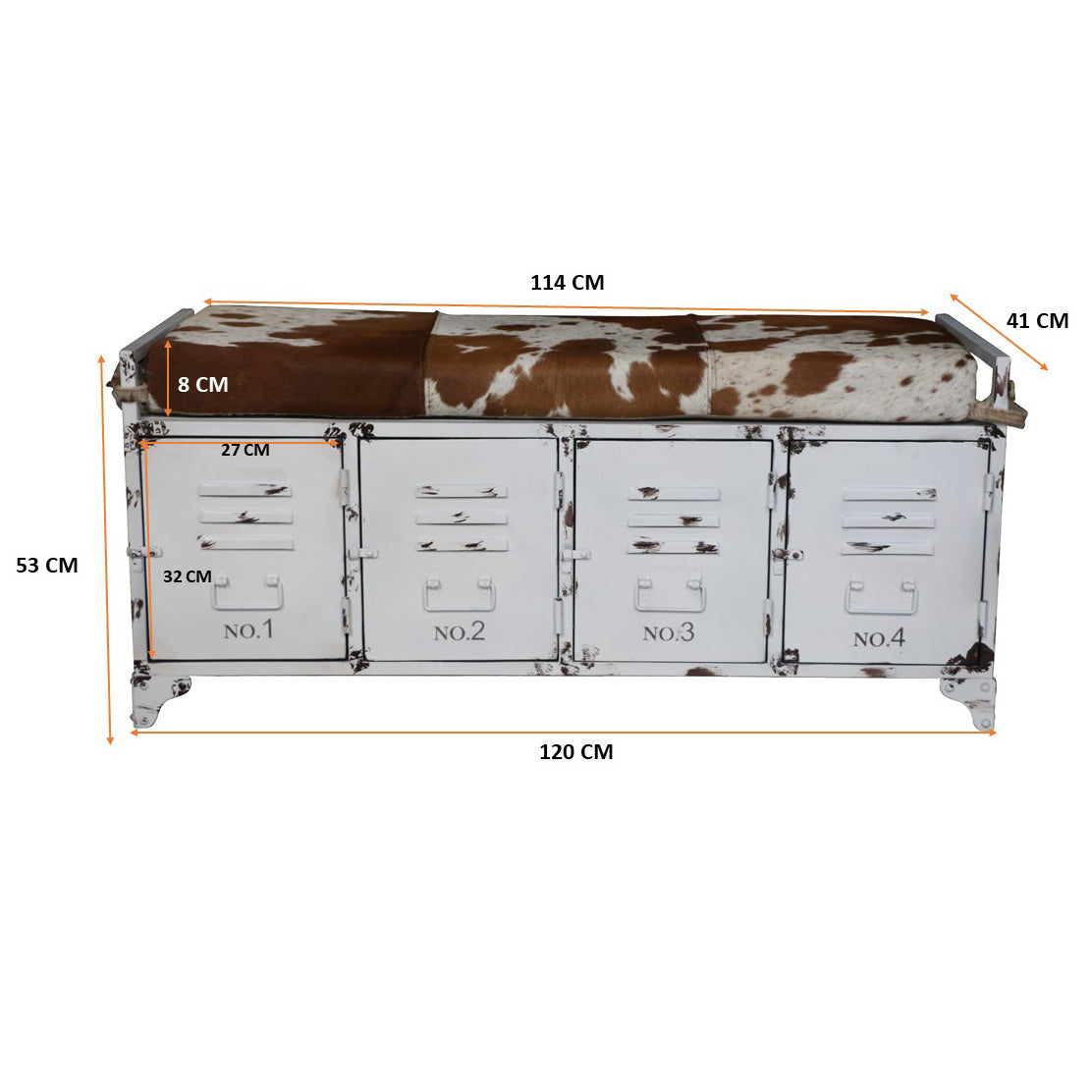 Cowhide Locker Lounge Seat - decorstore