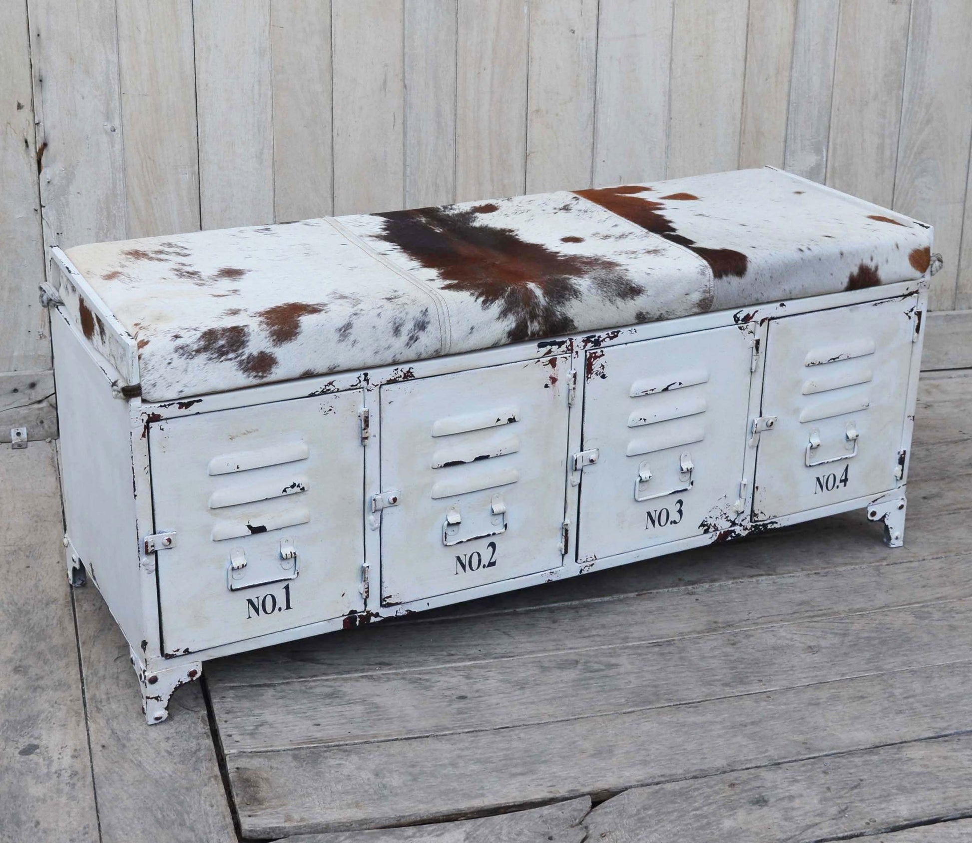 Cowhide Locker Lounge Seat - decorstore