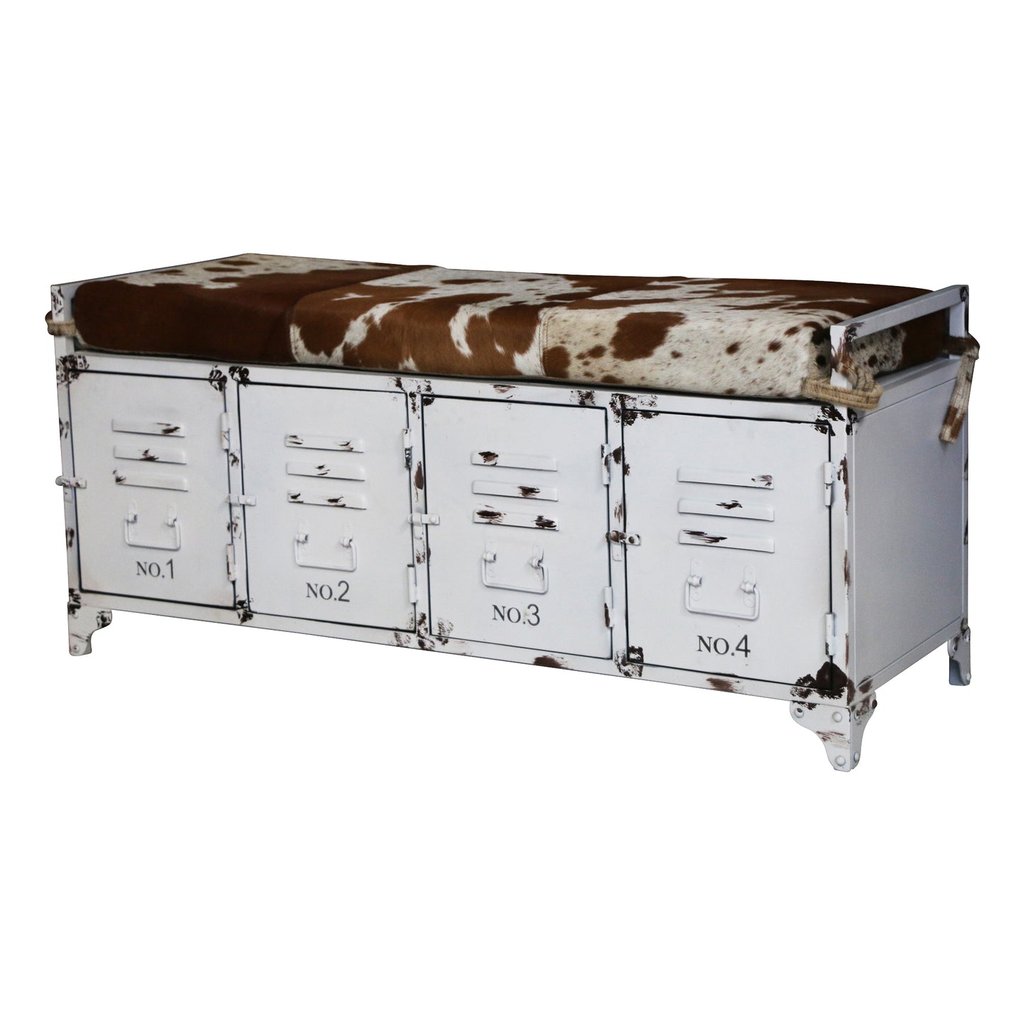 Cowhide Locker Lounge Seat - decorstore