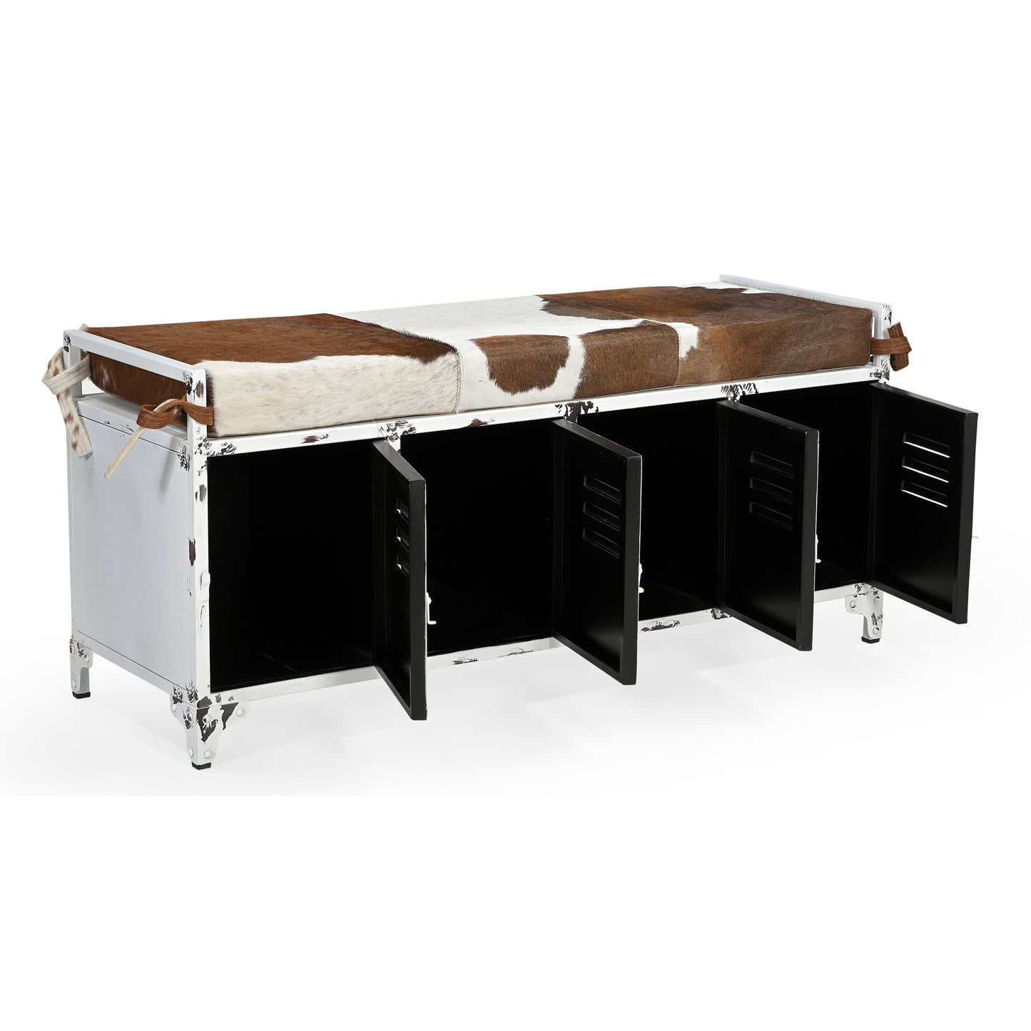 Cowhide Locker Lounge Seat - decorstore