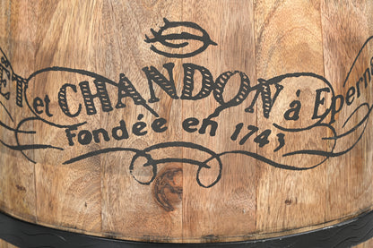 French Vintage Champagne Leather Top Ottoman