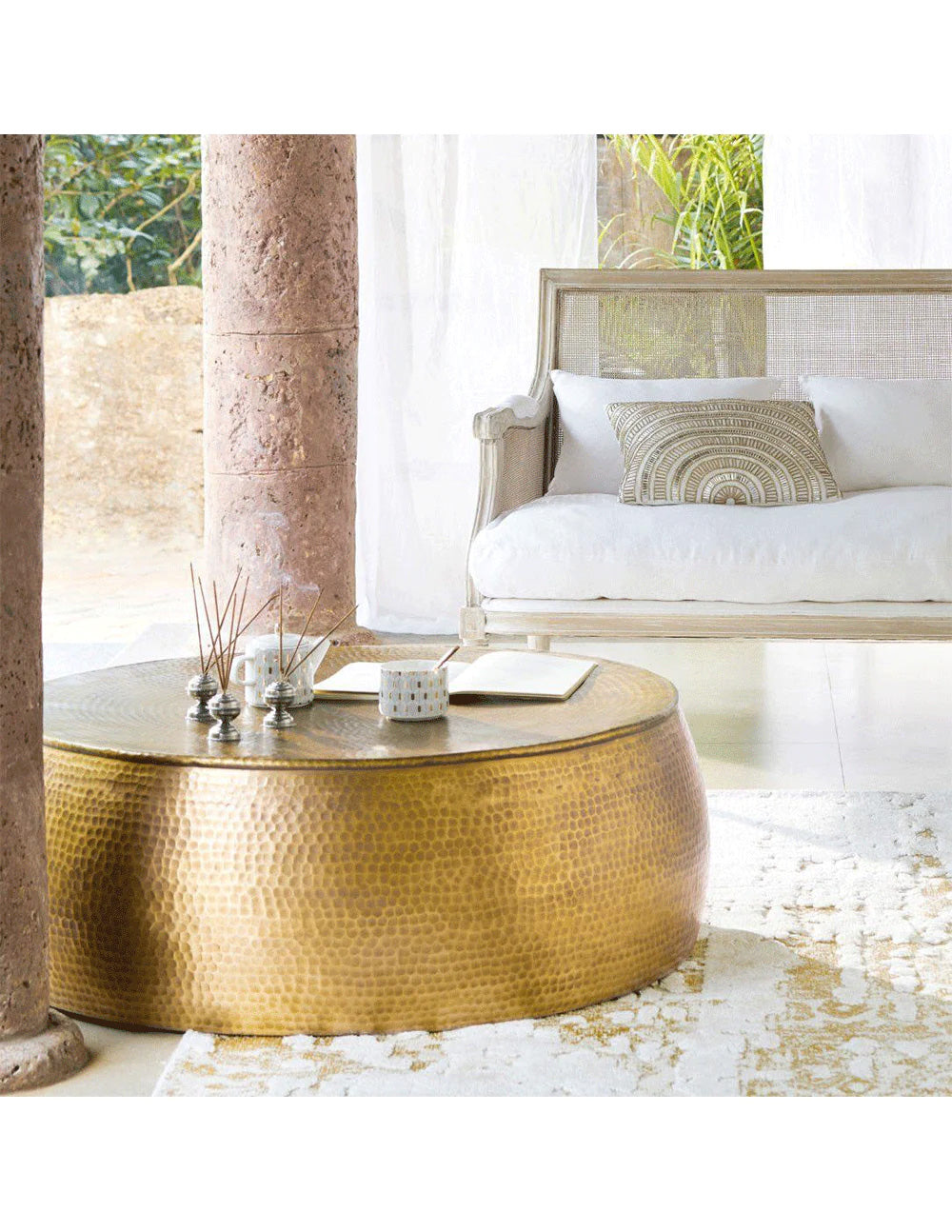 Brass Look Drum Coffee Table - decorstore