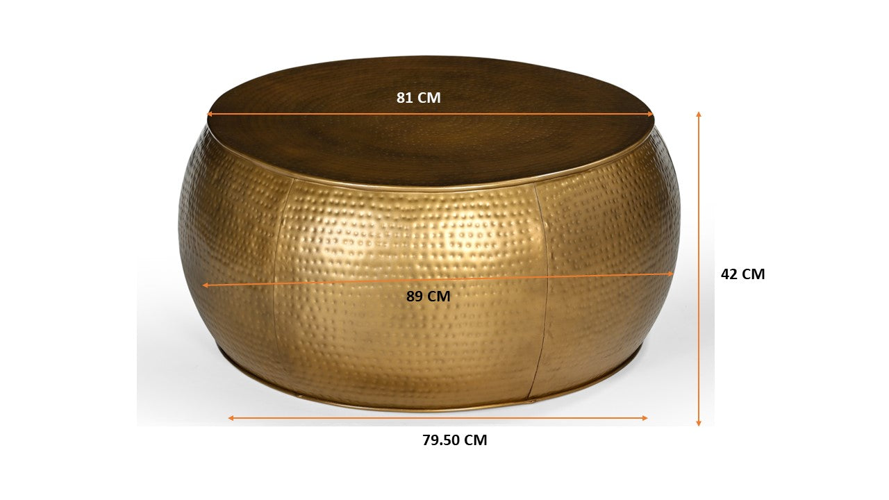 Brass Look Drum Coffee Table - decorstore