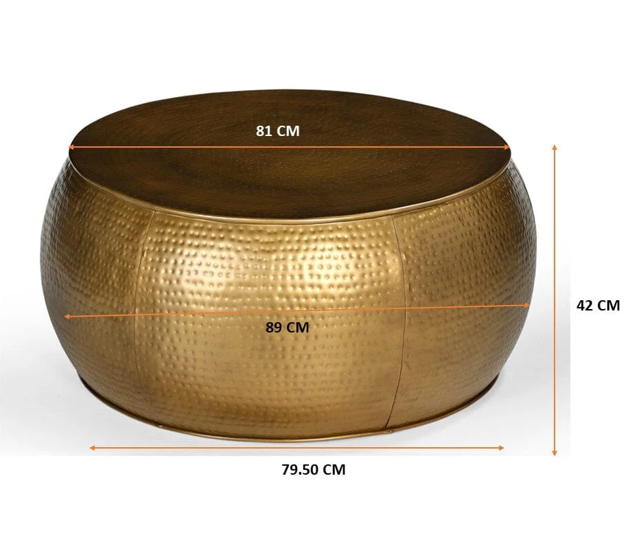 Brass Look Drum Coffee Table - decorstore