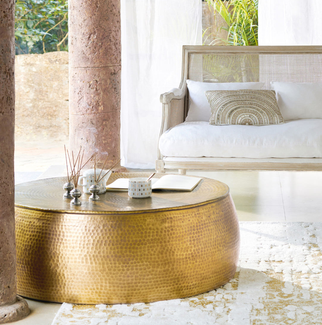 Brass Look Drum Coffee Table - decorstore