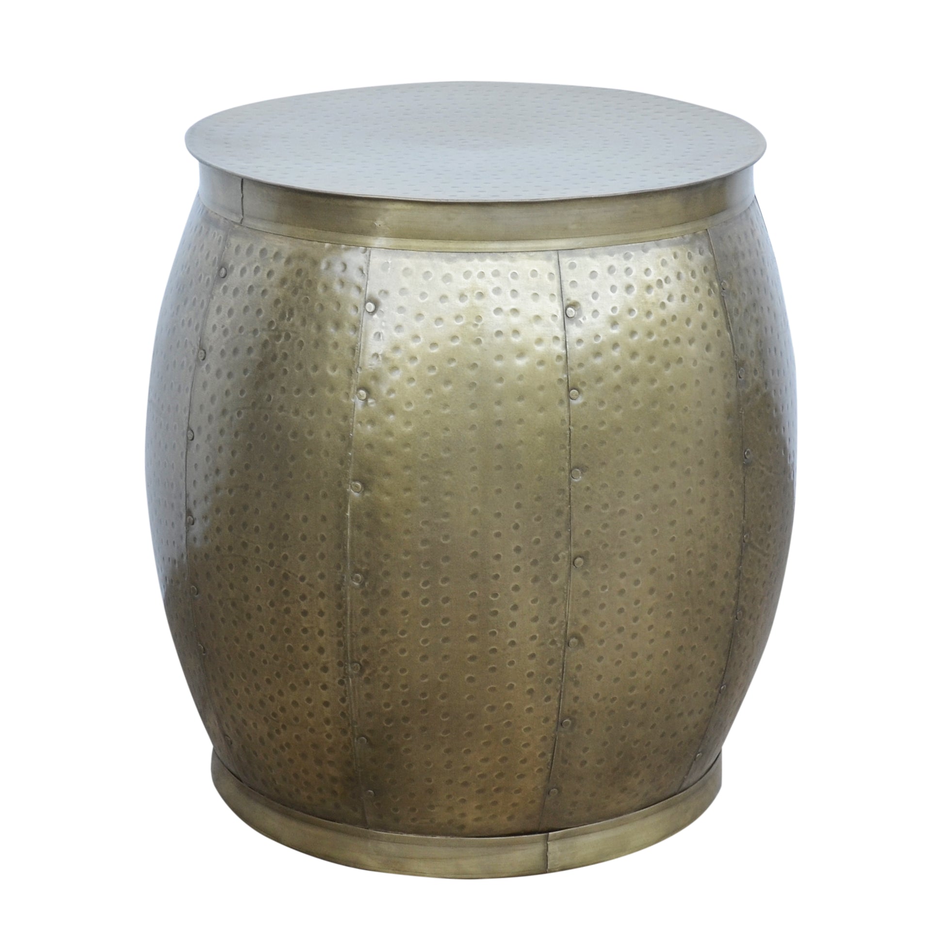 Brass Look Drum Side Table - decorstore