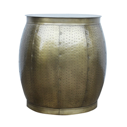 Brass Look Drum Side Table - decorstore