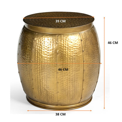 Brass Look Drum Side Table - decorstore