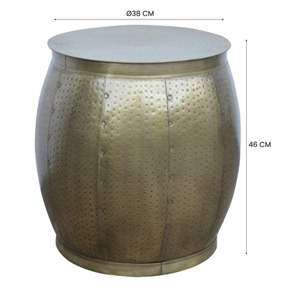 Brass Look Drum Side Table - decorstore
