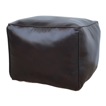 Vintage Brown Leather Square Ottoman