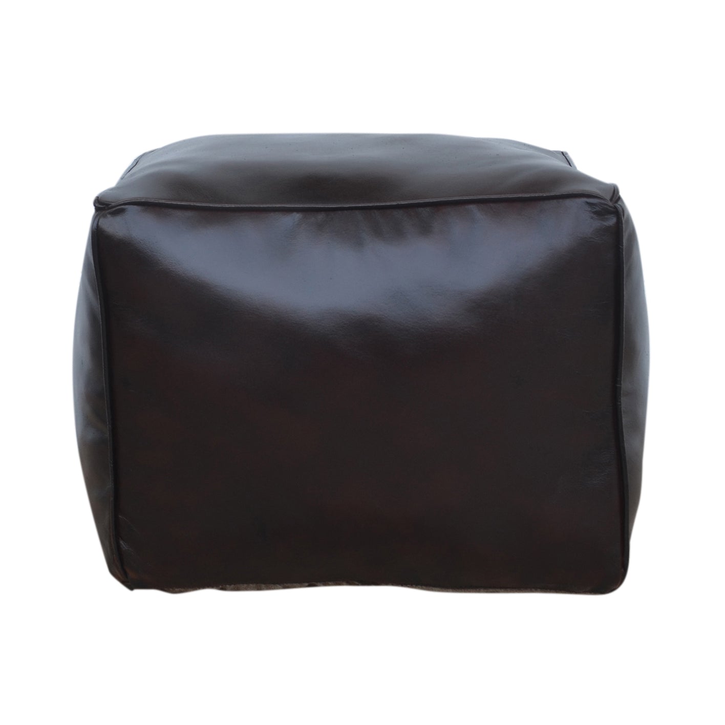 Vintage Brown Leather Square Ottoman