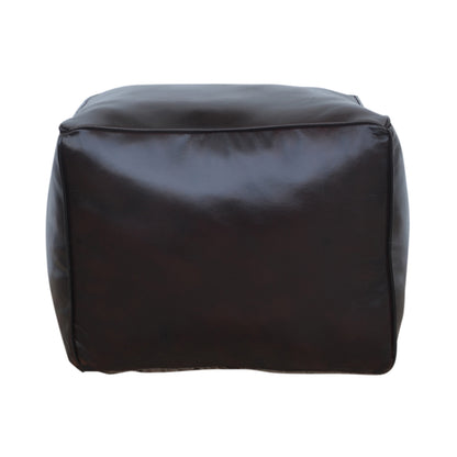 Vintage Brown Leather Square Ottoman