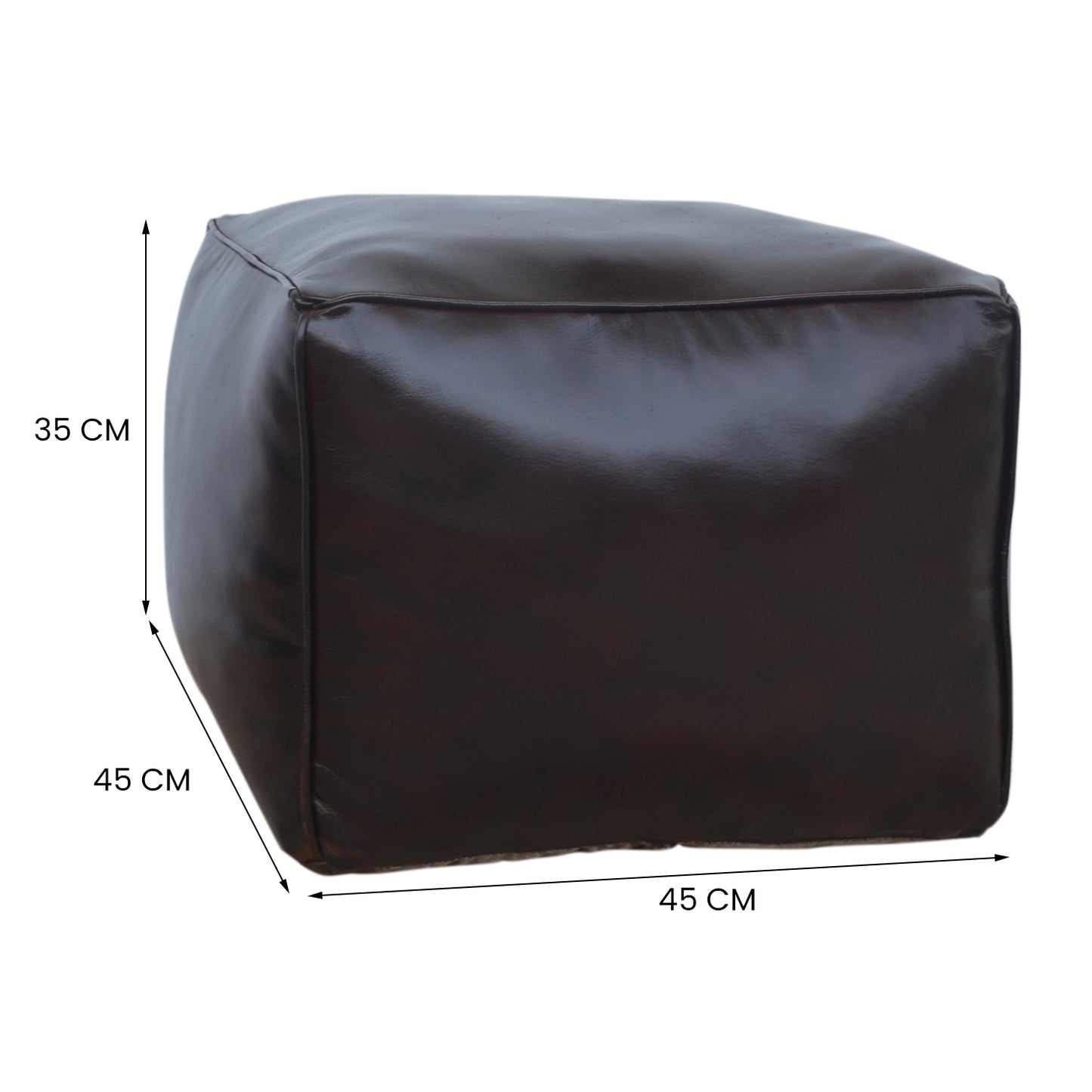 Vintage Brown Leather Square Ottoman