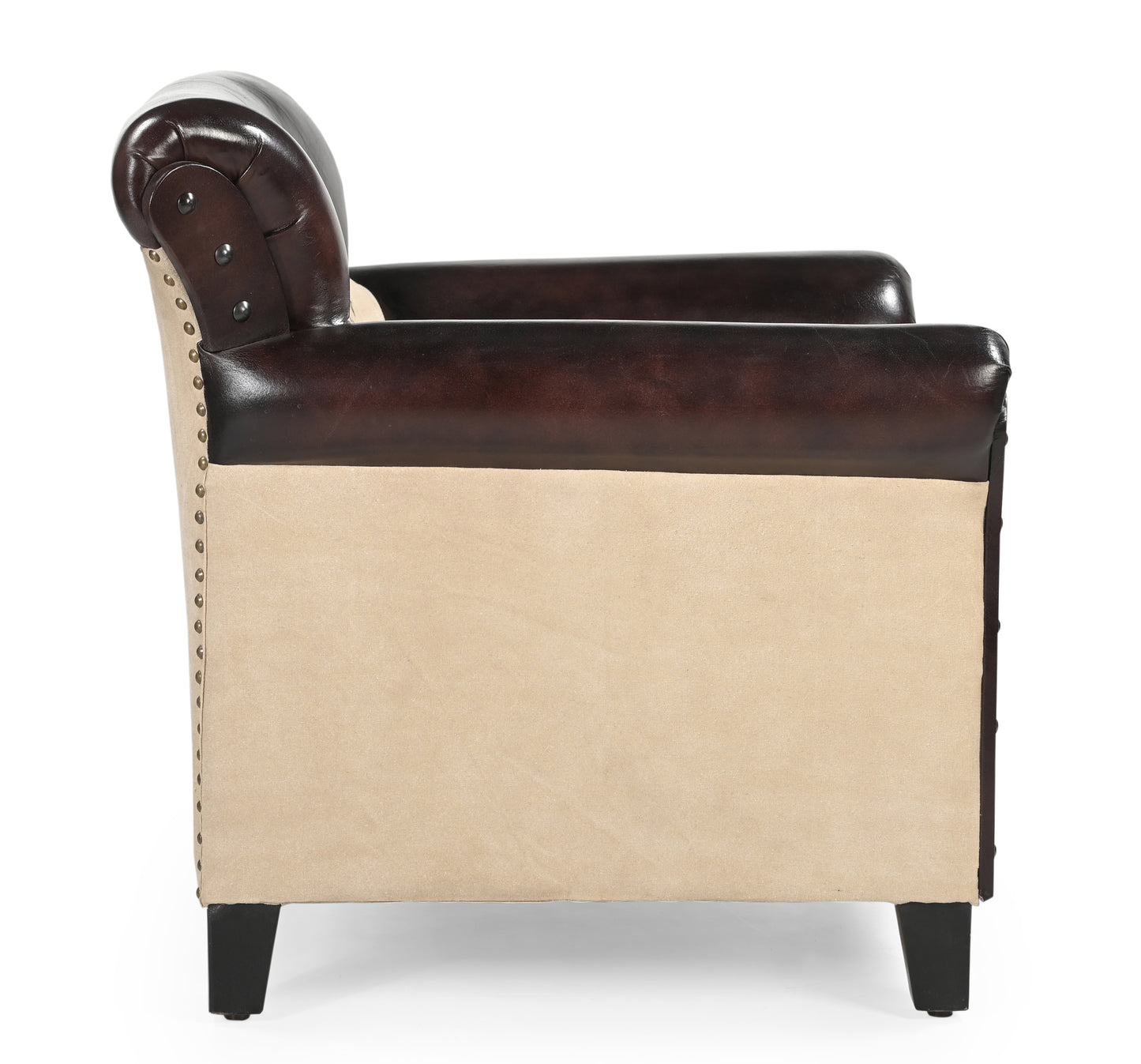 Canvas And Leather Polo Vintage Arm Chair - decorstore