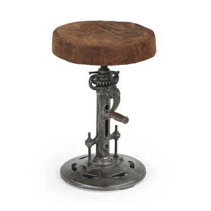 Old World Leather Windup Stool - decorstore