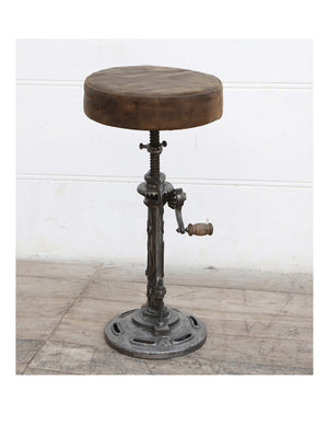 Old World Leather Windup Stool - decorstore