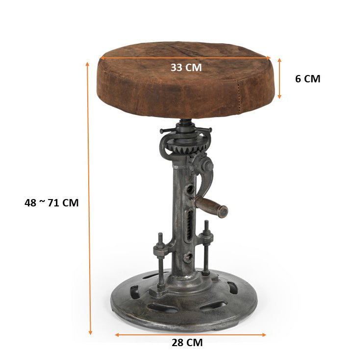 Old World Leather Windup Stool - decorstore