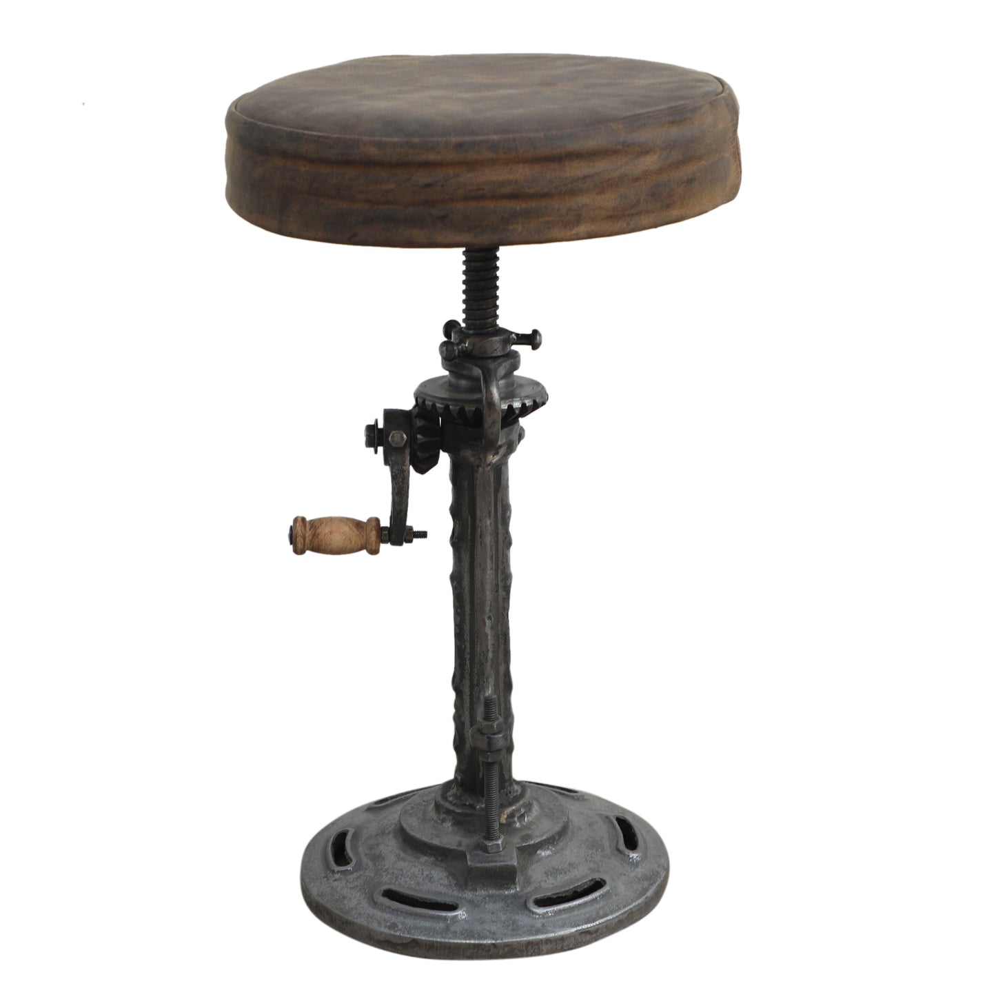 Old World Leather Windup Stool - decorstore