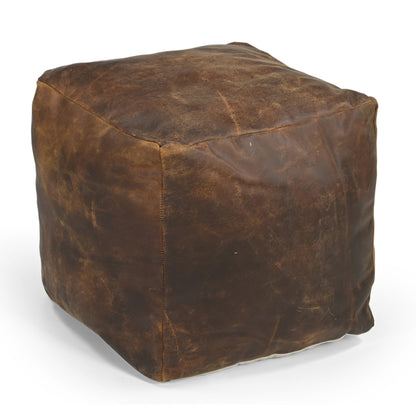 Old World Leather Ottoman - decorstore