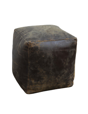 Old World Leather Ottoman - decorstore