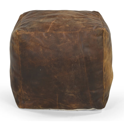 Old World Leather Ottoman - decorstore