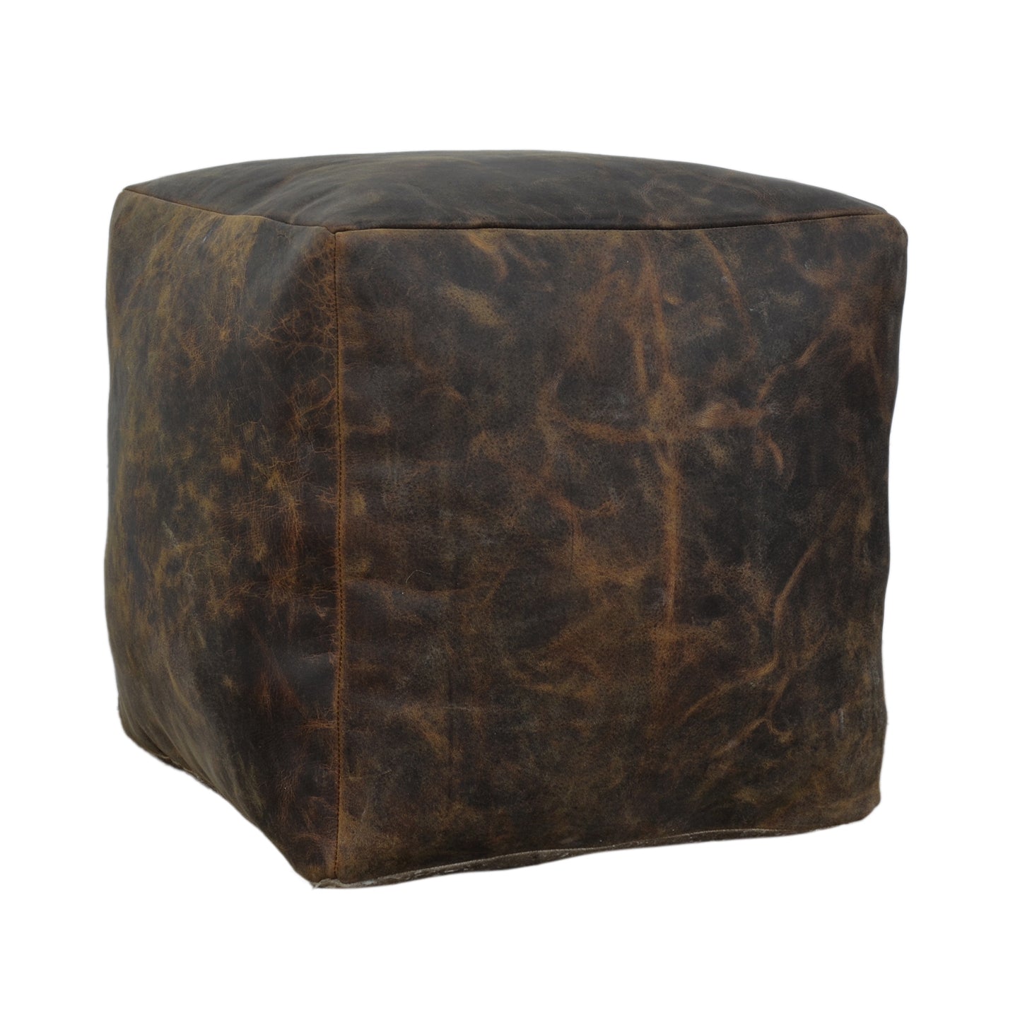 Old World Leather Ottoman - decorstore