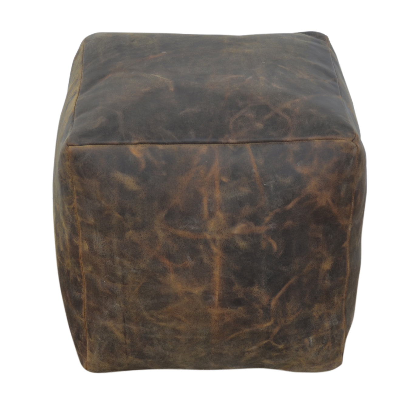 Old World Leather Ottoman - decorstore