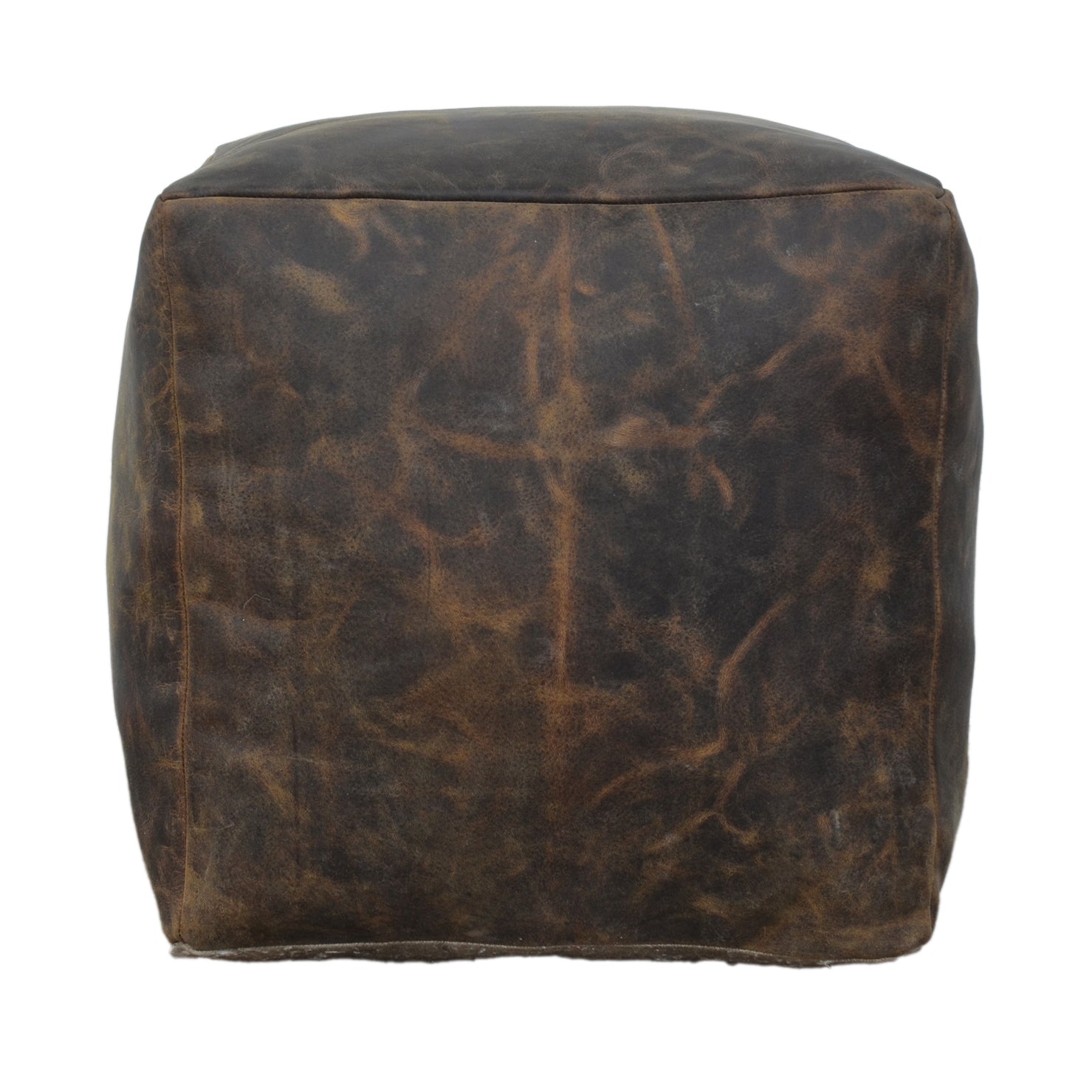 Old World Leather Ottoman - decorstore