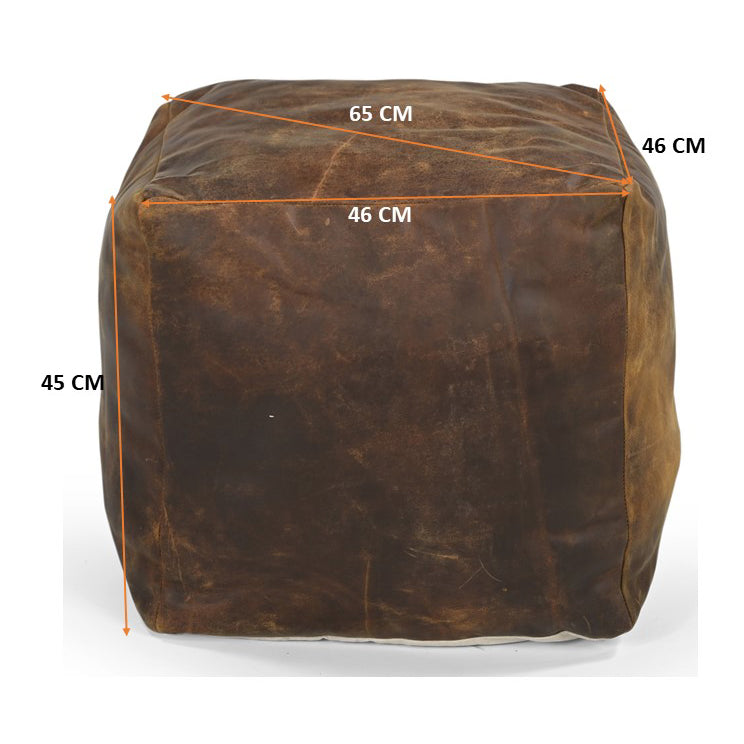 Old World Leather Ottoman - decorstore