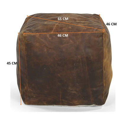 Old World Leather Ottoman - decorstore