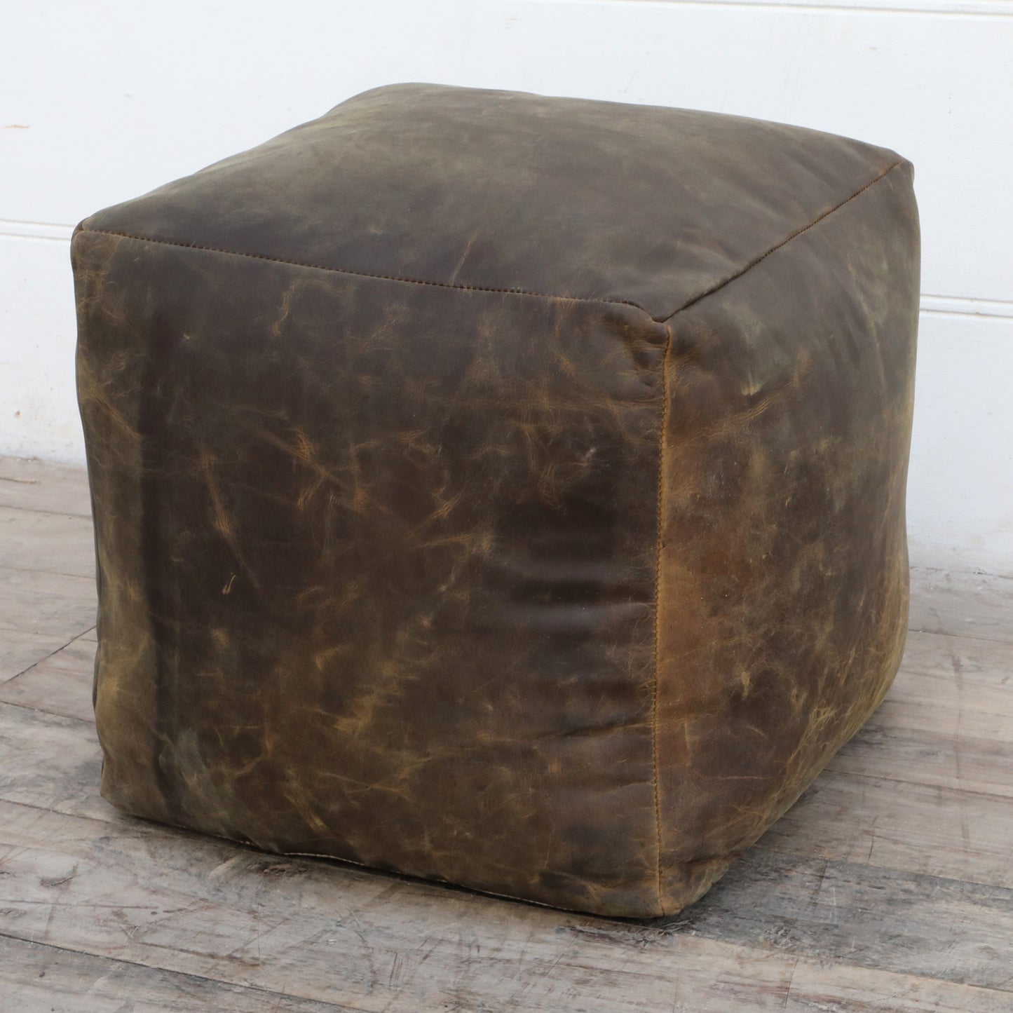 Old World Leather Ottoman - decorstore