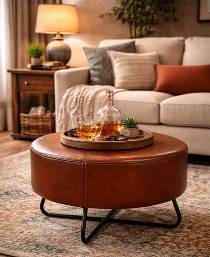 Chestnut Leather Coffee table/Ottoman - decorstore